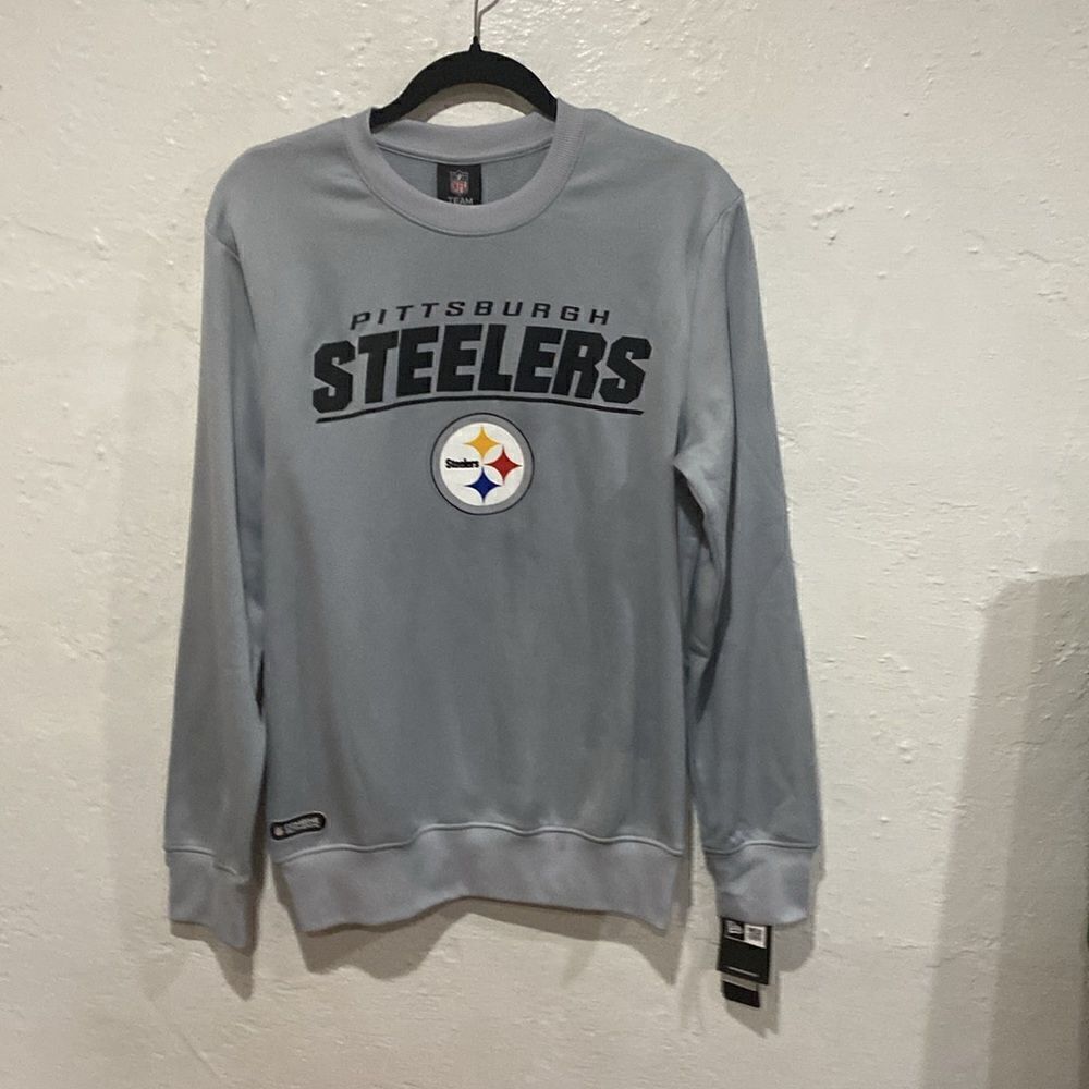 NWT NFL Team New Era Apparel Pittsburgh Steelers Gray Sweatshirt Mens Small